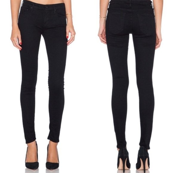 MOTHER Denim - Mother The Velvet Charmer Skinny Jeans My Life As A Snow Bunny Stretch Black 26